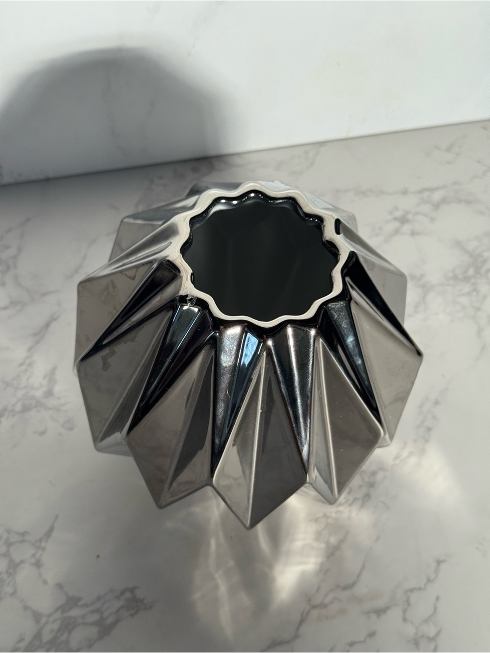 CB2 Black and Silver Faceted Ceramic Vase - Picture 2 of 5
